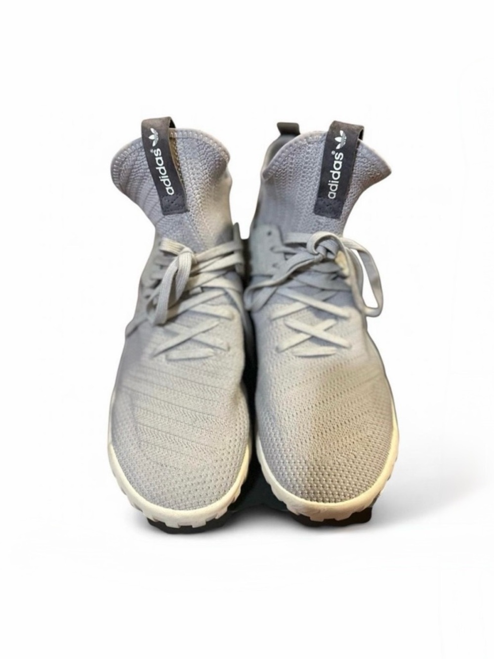 Men’s 2015 Adidas Tubular x Primeknit Light Gray High-Tops Size US 10